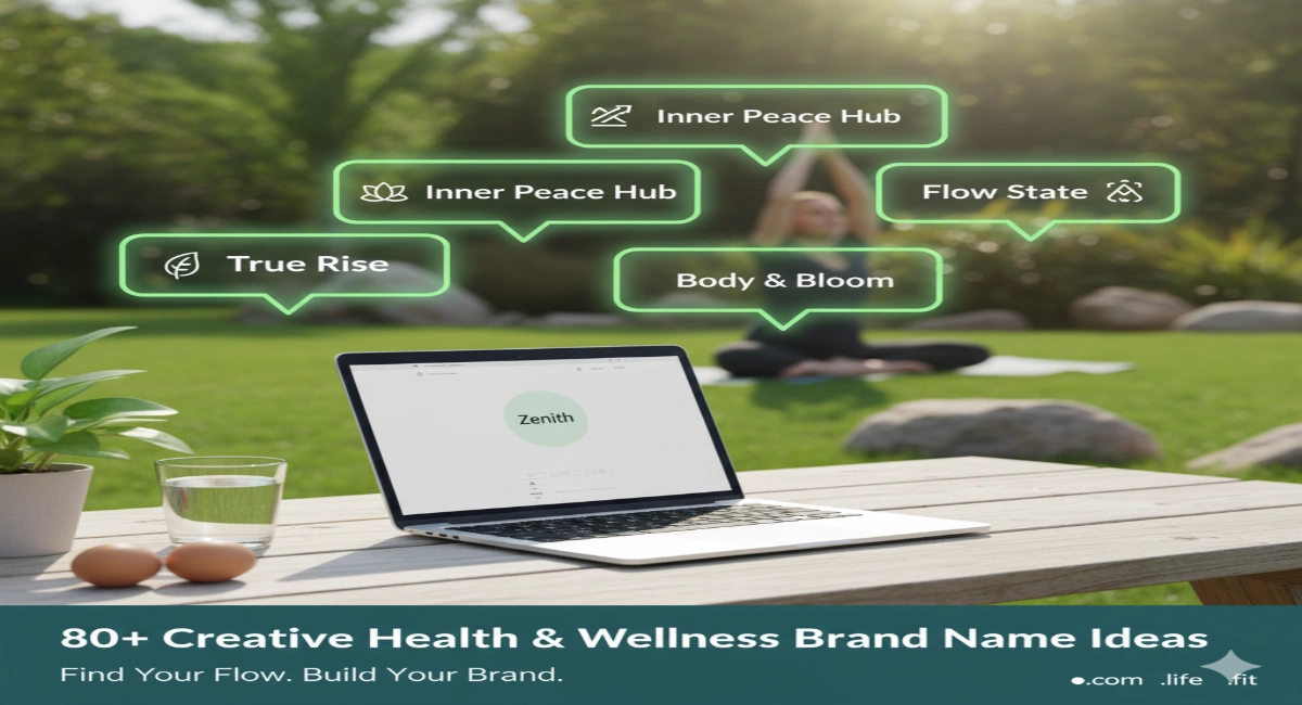 A minimalist, serene fitness or yoga studio with a laptop displaying a health app design.